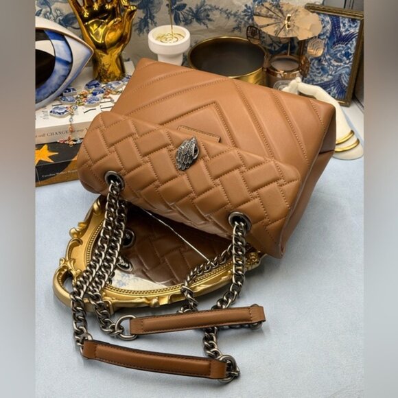 🆕 KURT GEIGER LONDON 🧿 NWOT Leather Kensington Shoulder Bag, Camel Brown - Picture 7 of 16